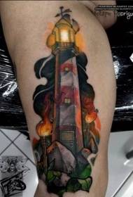 ふくらはぎを描いた漫画灯台タトゥーパターン