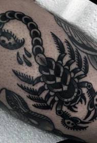 Old school black scorpion calf tattoo pattern