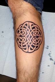 Calf celtic knot personality black and white tattoo pattern