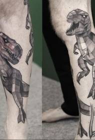 Modello di tatuaggio di dinosauro malvagio nero stile geometrico di vitello