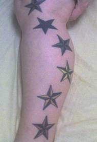 Calf different color stars tattoo pattern