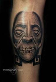 Βόειο μαύρο γκρι scary σχέδιο τέρας τατουάζ πρόσωπο