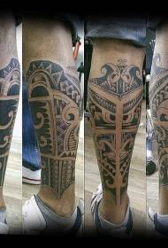 Ethnic tribal style black shank tattoo pattern
