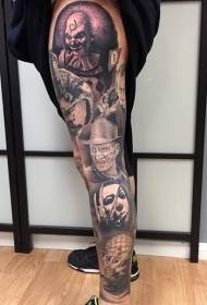 Tattoo swart en wit realistiese horrorfilm karakter tattoo patroon