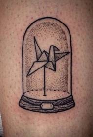 Black point thorn paper crane tattoo pattern