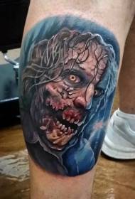 Shank color monster zombie face tattoo pattern