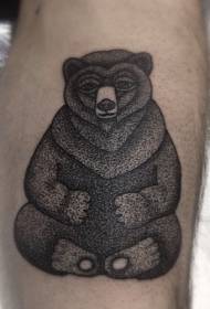 Simple black sting vintage style bear tattoo pattern