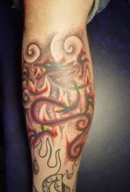 Дракон в китайски стил и благоприятен модел татуировка на облак татуировка