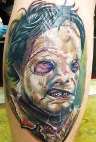 Very realistic monster portrait tattoo pattern on the legs