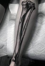 Calf black engraving style bone tattoo pattern