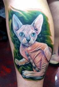 Mukava sfinksi-kissan vasikan tatuointikuvio