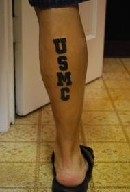 Legs US Marine Corps Letter Tattoo