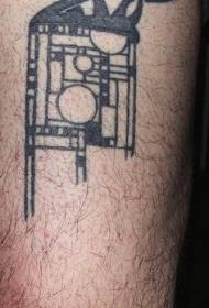 Leg black square with circle tattoo pattern