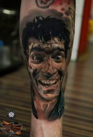 Horror style man face injured portrait tattoo pattern
