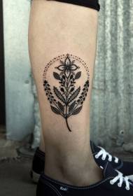 Teļa mazais skaistais melno ziedu tetovējuma raksts