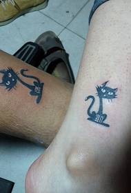 Nanchang Liuyuntang Tattoo Show Picture Works: Couple calf cat tattoo pattern