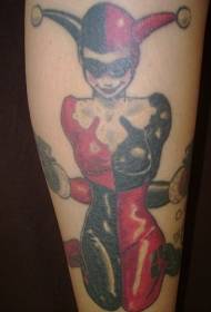 Patrón de tatuaxe de rapaza pata vermella e negra