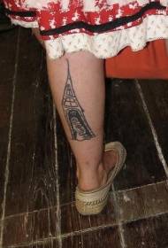 Nogi czarny wysoki i wąski tatuaż zamku
