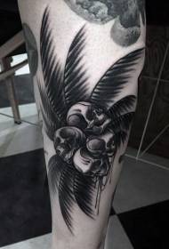 Црната палма на телето со шема на тетоважа со кокос во форма на змеј
