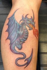 Calf mysterious fairy spit fire dragon tattoo pattern