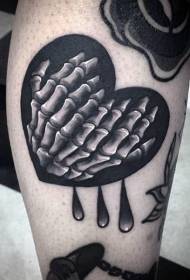 Calf cute black heart shape with tattoo hand tattoo