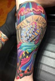 Txahal koloreko medusak tatuaje eredua