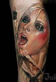 Калфи реалистичен много красив цвят момиче татуировка модел