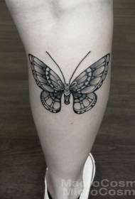 Patró de tatuatge de papallona de color gris negre i bonic