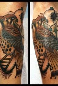 Leg color eagle with symbol tattoo pattern