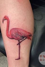 Mfano mzuri wa tattoo ya rangi ya flamingo kwa ndama