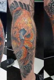 Vrlo osjetljiv uzorak tetovaže hobotnice s telećom bojom