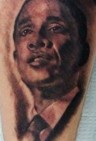 Becerro negro gris estilo joven retrato de Obama tatuaje patrón