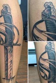 Черная линия татуировки с забавными кинжалами