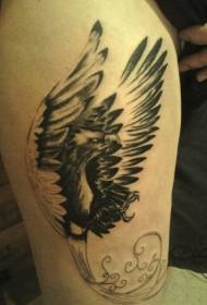 Black phoenix tattoo pattern on the legs