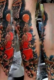 Realistic realistic Jordan playing basketball tattoo pattern