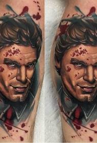 Leg nei Schoul bluddege Dexter Portrait Tattoo Muster