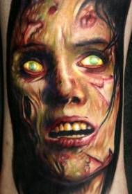 Color horror style zombie face tattoo pattern
