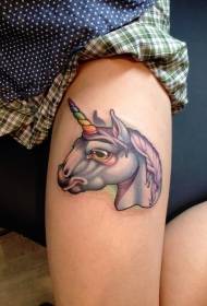 Sad color fantasy unicorn cartoon tattoo pattern