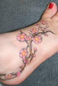Instep, kinesisk stil, kirsebærblomst tatoveringsmønster