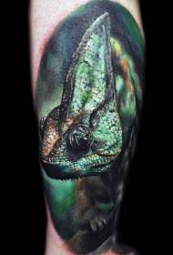 Jasne realistické farebné chameleónové tetovanie na tele