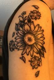 Sunflower tattoo picture boy big arm on black sunflower tattoo picture