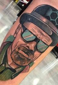 Calf color movie hero portrait tattoo pattern