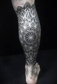 Calf black and white thorn flower shape tattoo pattern