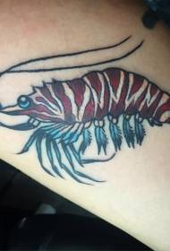 Colored feather tsoka shrimp tattoo maitiro
