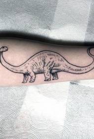 Pequeño brazo pequeño patrón de tatuaje de dinosaurio de línea negra fresca