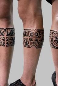 Calf black Aztec tribal style totem tattoo pattern
