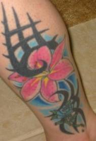 Umbala womlenze ophuzi we-pink lily tattoo