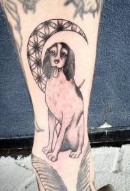Shank funny dog \u200b\u200band moon tattoo pattern