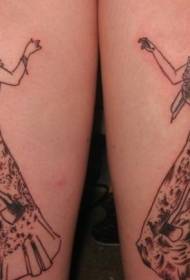 Noge črne lepe pametne ženske vzorec tatoo