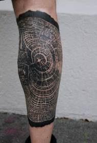 Patró anual de tatuatge en anell de tronc negre estil gravat de vedell